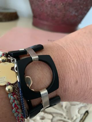 Pulsera Tous Plata Ley Resina Negra