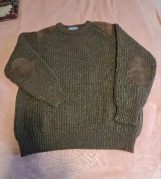 Jersey lana grueso marrón con parches