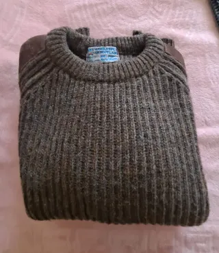 Jersey lana grueso marrón con parches