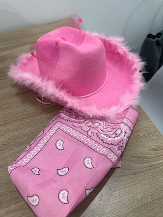Sobrero vaquero rosa con plumas