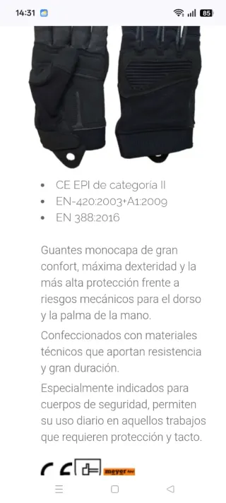 Guantes anticorte Insigna P195 Negros