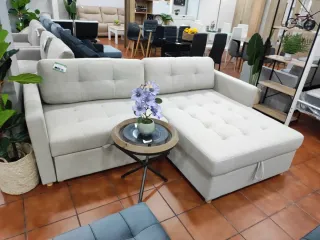 Sofá Chaise Longue Cama Arcón Beige/Gris