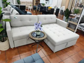 Sofá Chaise Longue Cama Arcón Beige/Gris