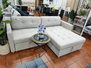Sofá Chaise Longue Cama Arcón Beige/Gris