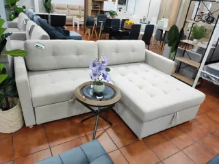 Sofá Chaise Longue Cama Arcón Beige/Gris