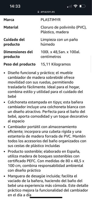 Cambiador bañera de bebes y niños marca Plastimyr