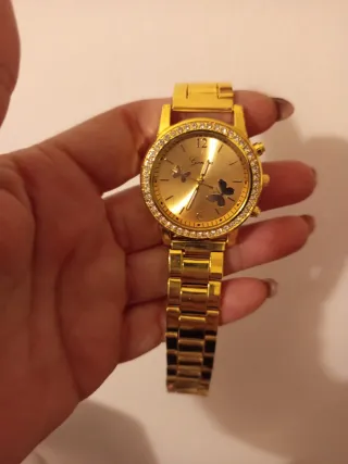 Reloj Acero Dorado Mariposas