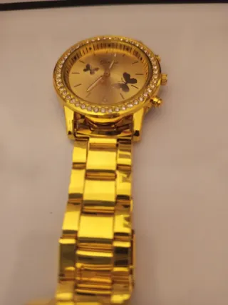 Reloj Acero Dorado Mariposas