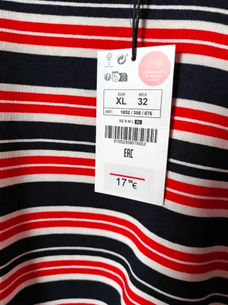 Sudadera rayas azul marino/rojo Lefties nueva