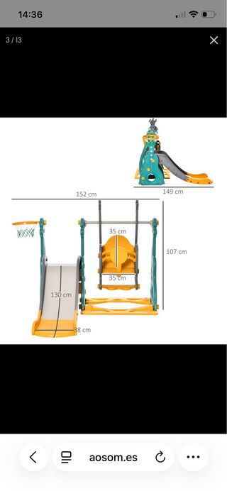 Tobogán y columpio para jardín