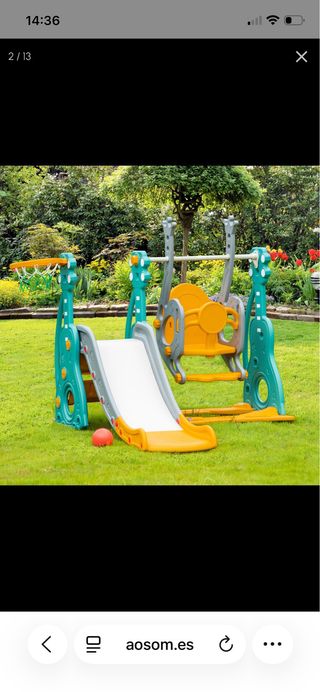 Tobogán y columpio para jardín