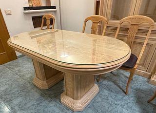 Mesa comedor extensible + 6 sillas madera