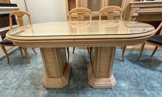 Mesa comedor extensible + 6 sillas madera