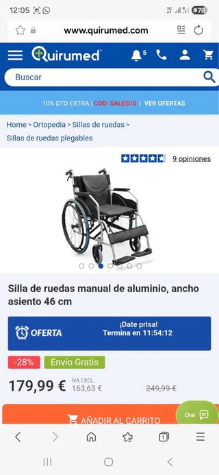 Silla de Ruedas. Nueva sin uso. A estrenar