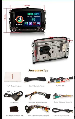 Radio Android 13 Fiat 500L 4G+64G Octa Core