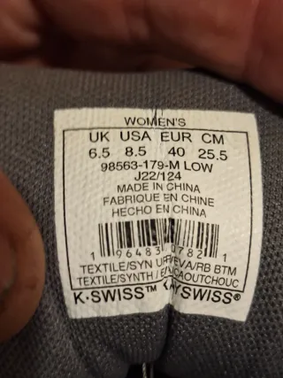 K-Swiss Zapatillas Tenis Talla 40 Beige/Gris