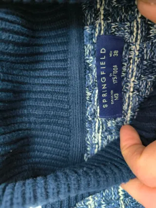 Jersey de lana azul y blanco