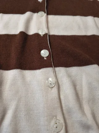 Cardigan a righe Panna e Marrone