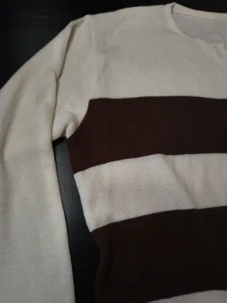 Cardigan a righe Panna e Marrone