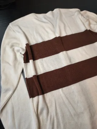 Cardigan a righe Panna e Marrone