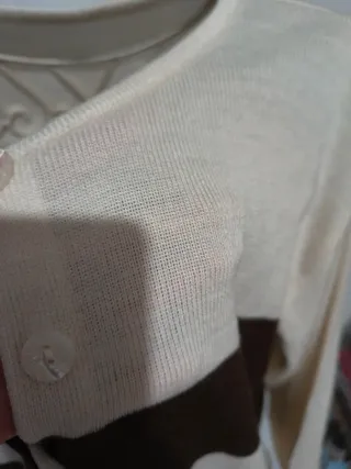 Cardigan a righe Panna e Marrone