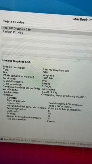 Macbook Pro 15' 2016 para RESPUESTOS
