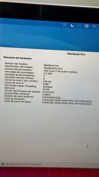 Macbook Pro 15' 2016 para RESPUESTOS