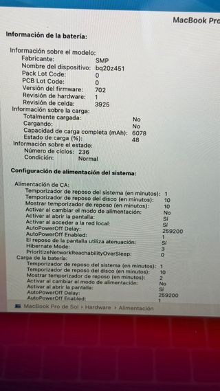 Macbook Pro 15' 2016 para RESPUESTOS