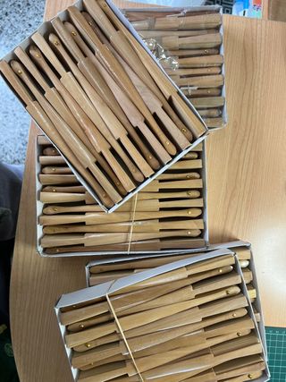 Lote de abanicos de madera