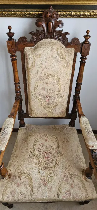 ⚜️Sillón y Sillas Estilo Luis XV Tapizado