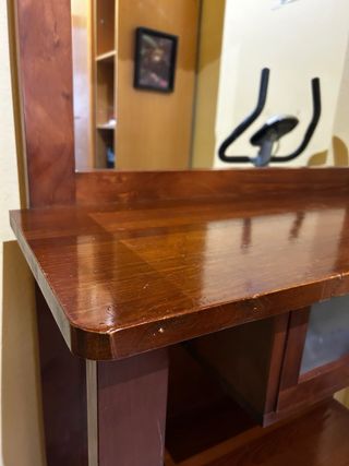 Mueble recibidor madera con espejo
