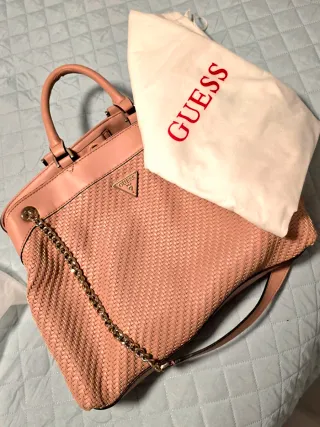 Bolso Guess Rosa y Dorado Tejido