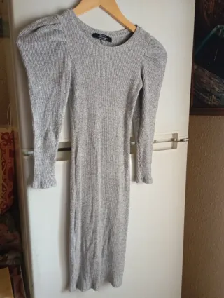 Vestido Bershka Gris Manga Larga Talla XS