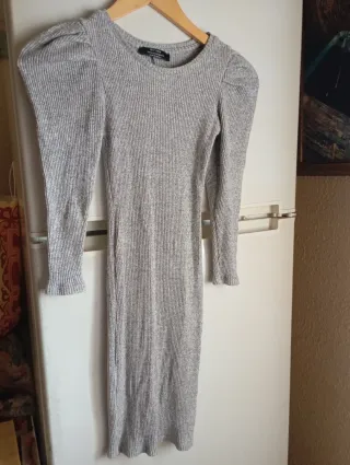 Vestido Bershka Gris Manga Larga Talla XS