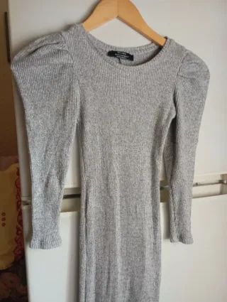 Vestido Bershka Gris Manga Larga Talla XS