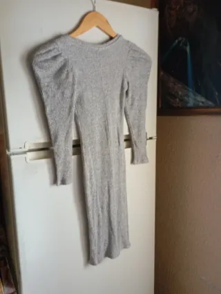 Vestido Bershka Gris Manga Larga Talla XS