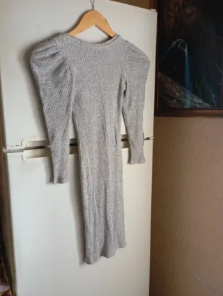 Vestido Bershka Gris Manga Larga Talla XS