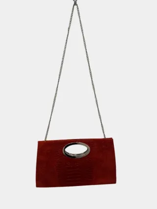 Bolso Clutch Gorett Piel Rojo Coco y Ante B00017