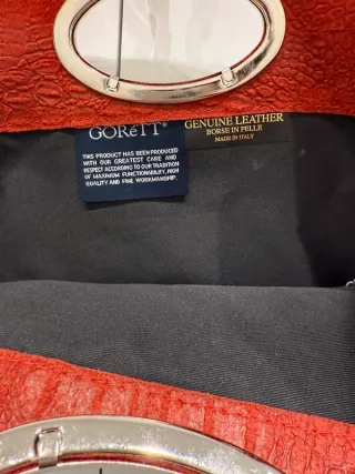 Bolso Clutch Gorett Piel Rojo Coco y Ante B00017