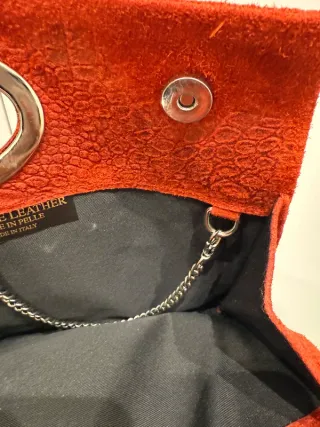 Bolso Clutch Gorett Piel Rojo Coco y Ante B00017