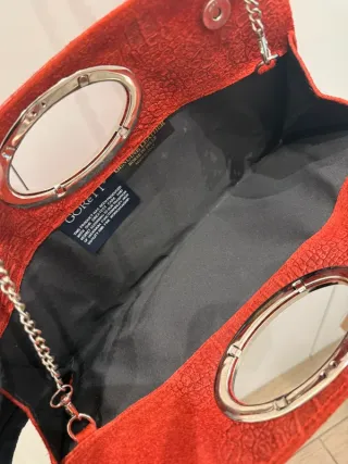 Bolso Clutch Gorett Piel Rojo Coco y Ante B00017