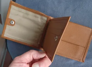 Cartera Billetera Piel Legítima Marrón