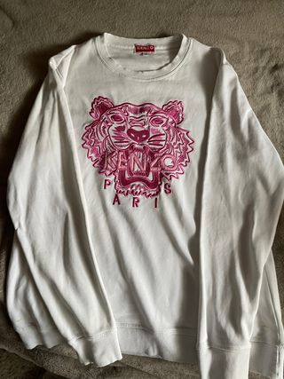 Sudadera Kenzo Tiger Paris Blanca y Rosa