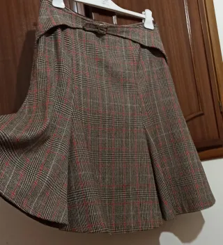 Gonna midi lana tartan