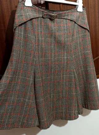 Gonna midi lana tartan