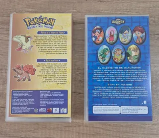 Lote 2 VHS Pokémon y Digimon Vintage