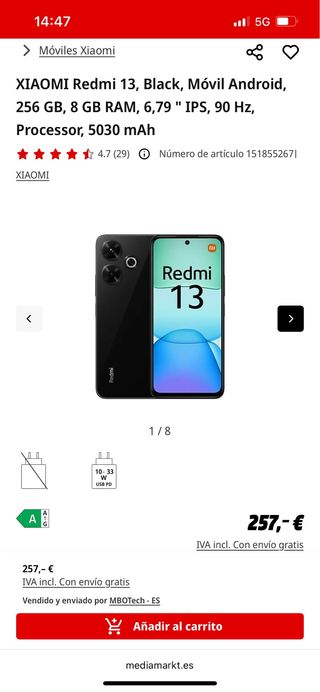 Xiaomi Redmi 13 Negro 256GB