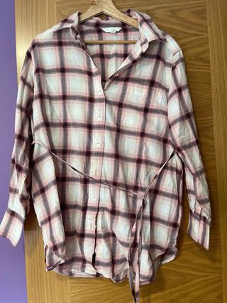 Camisa premamá cuadros rosa talla S