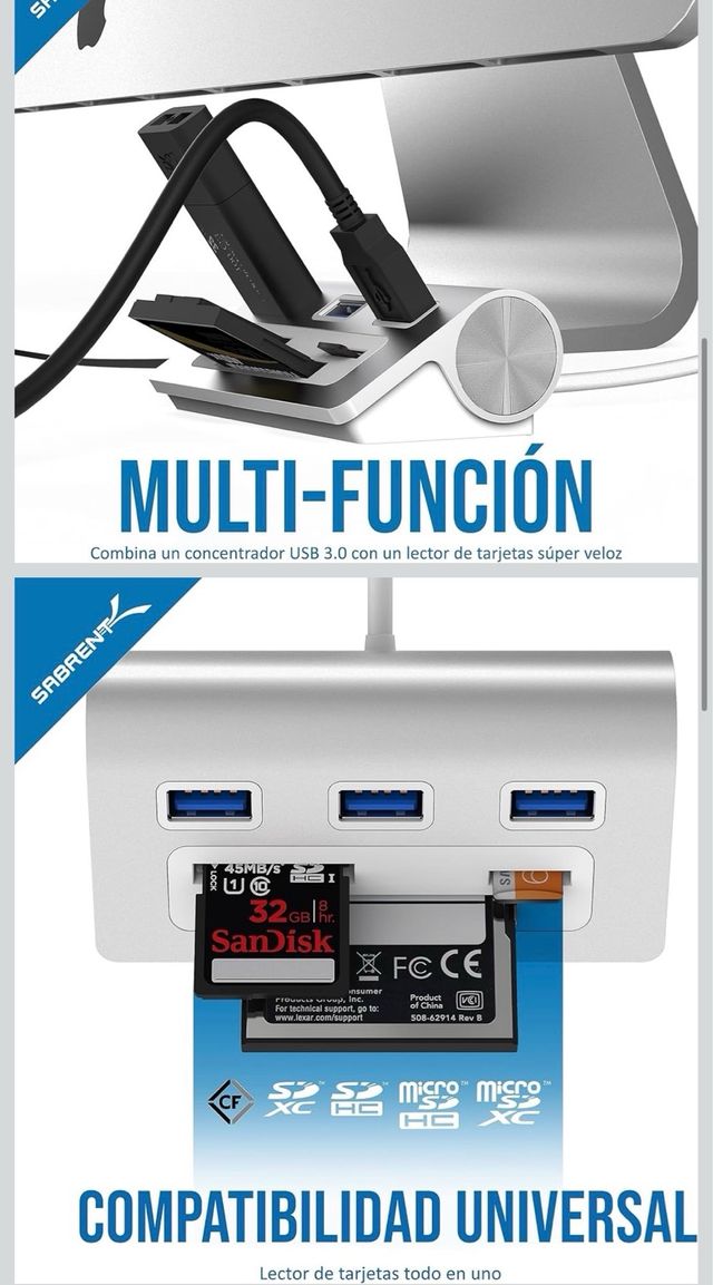 Hub USB con Lector de Tarjetas