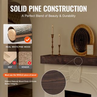 Mensola per camino galleggiante a parete 72 x 8 ''